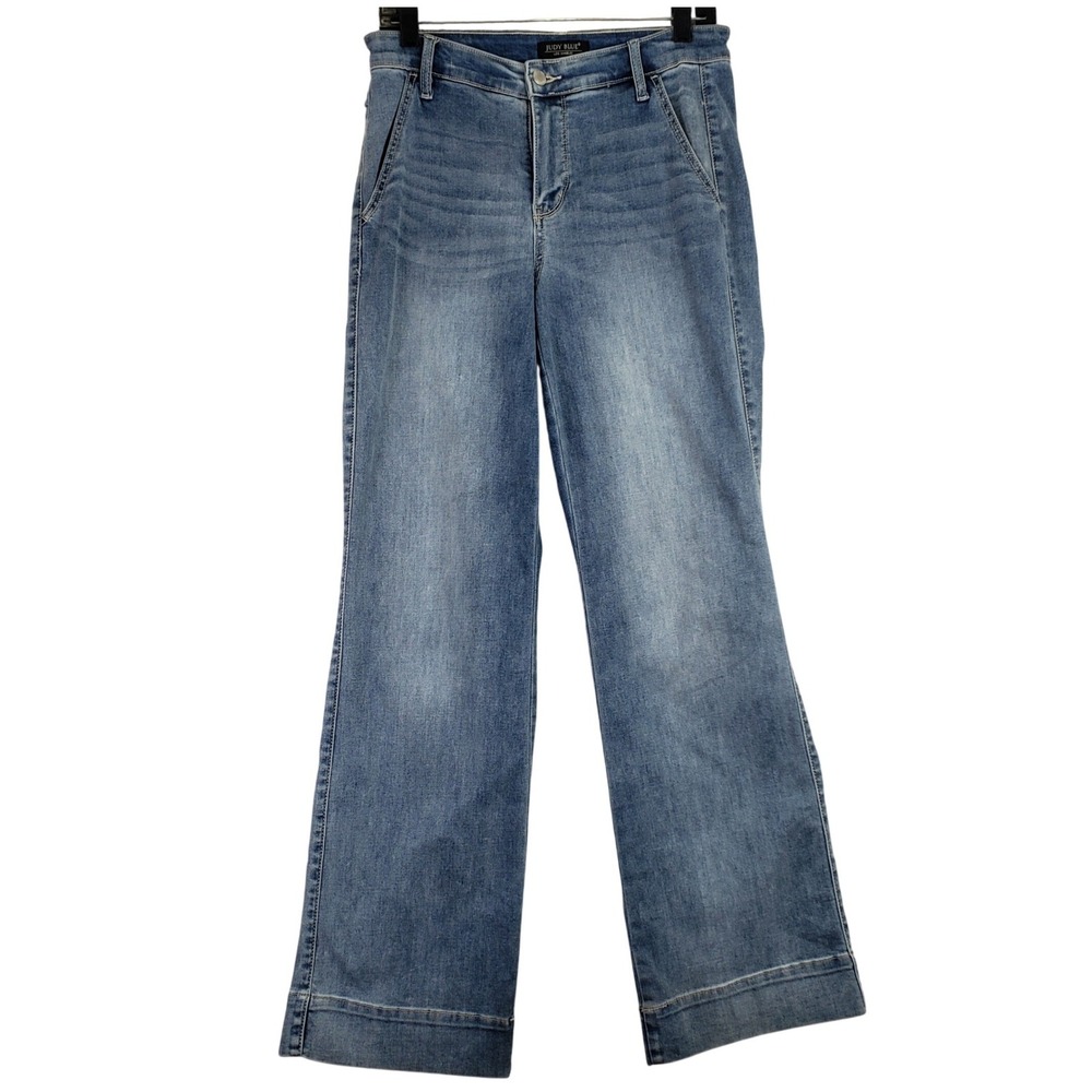 Judy Blue High Rise Wide Leg Jeans Womens 11/30 Blue Retro Stretch Streetwear